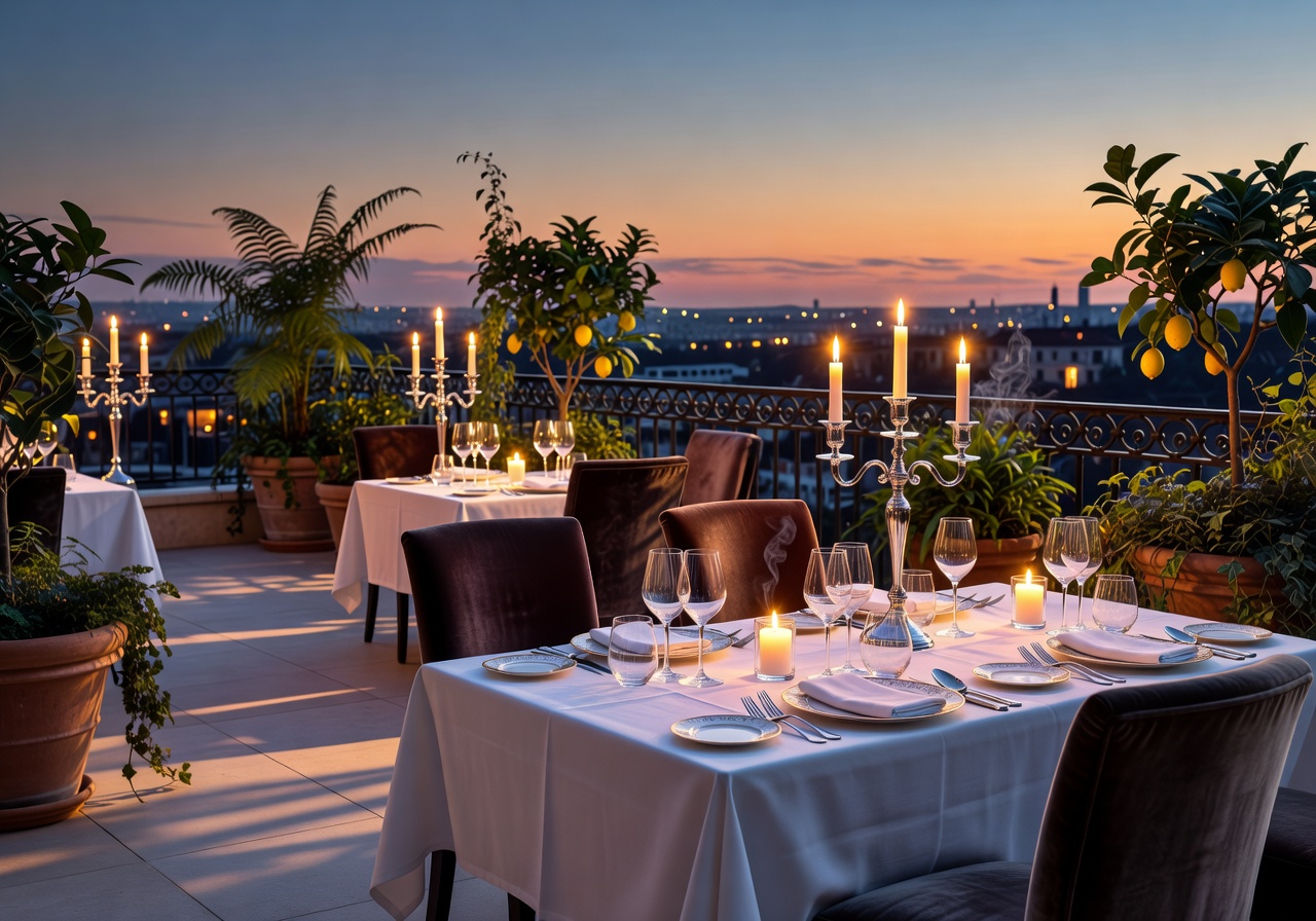 Elegant fine dining terrace setting
