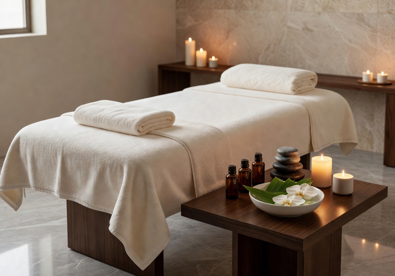 Luxury spa and massage wellness setup