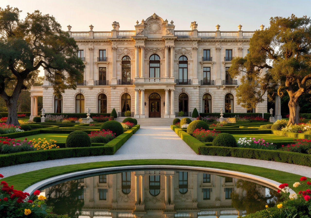 Palatial hotel exterior and gardens