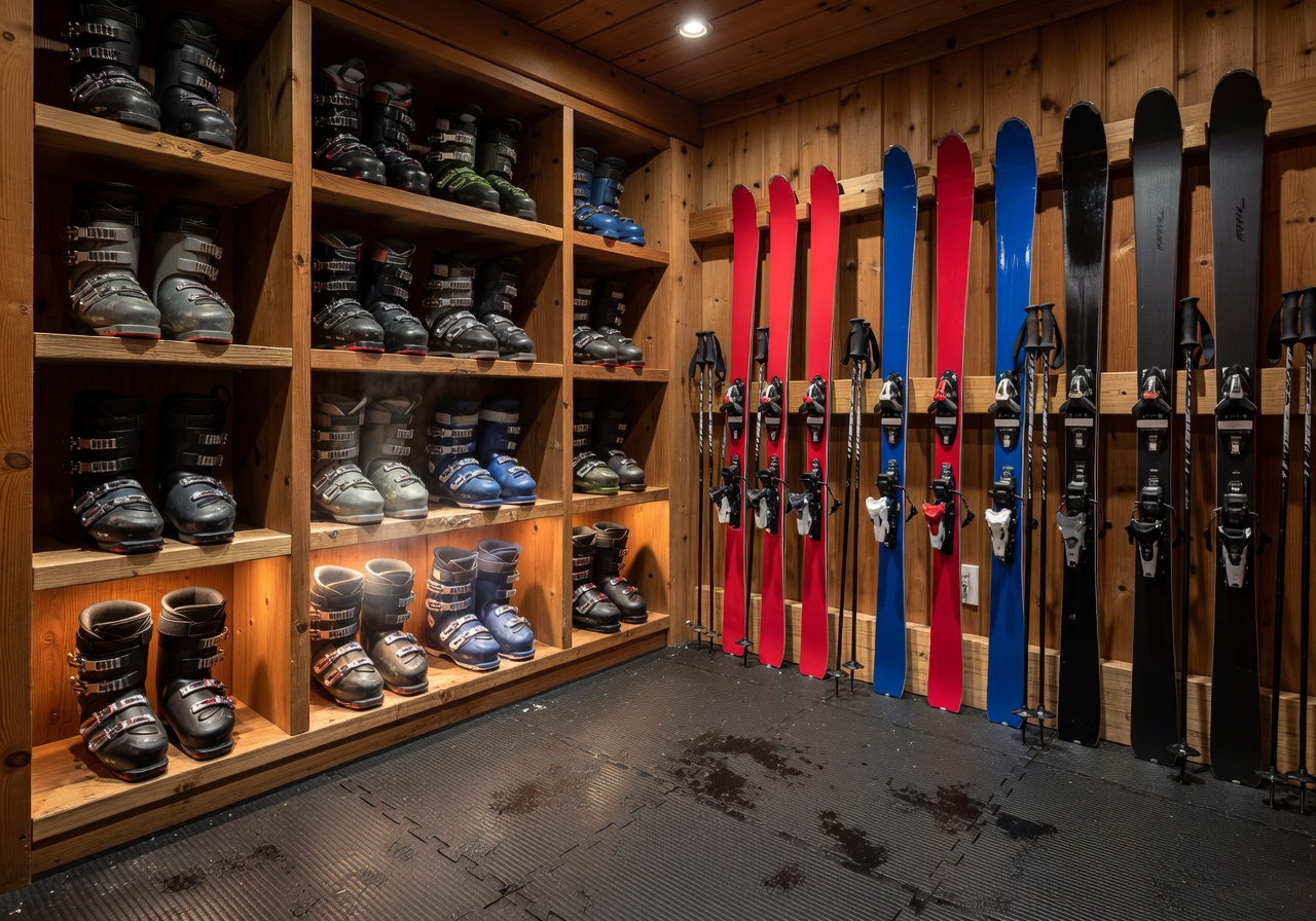 Private ski room and boot warming facility