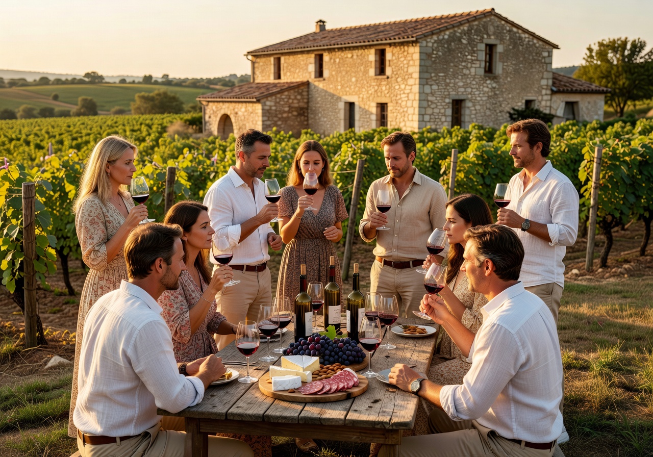 Wine tasting in French vineyard